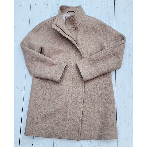 J.Crew Stadium Cocoon Peacoat b2770 Nello Gori Wool Blend Beige Tan Coat Sz 12 - Picture 3 of 14